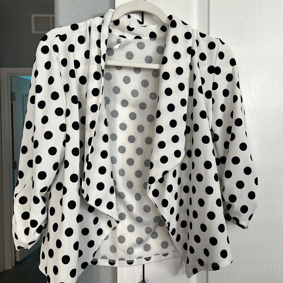 MOA White and Black Polka Dot Cropped Jacket - Picture 3 of 5